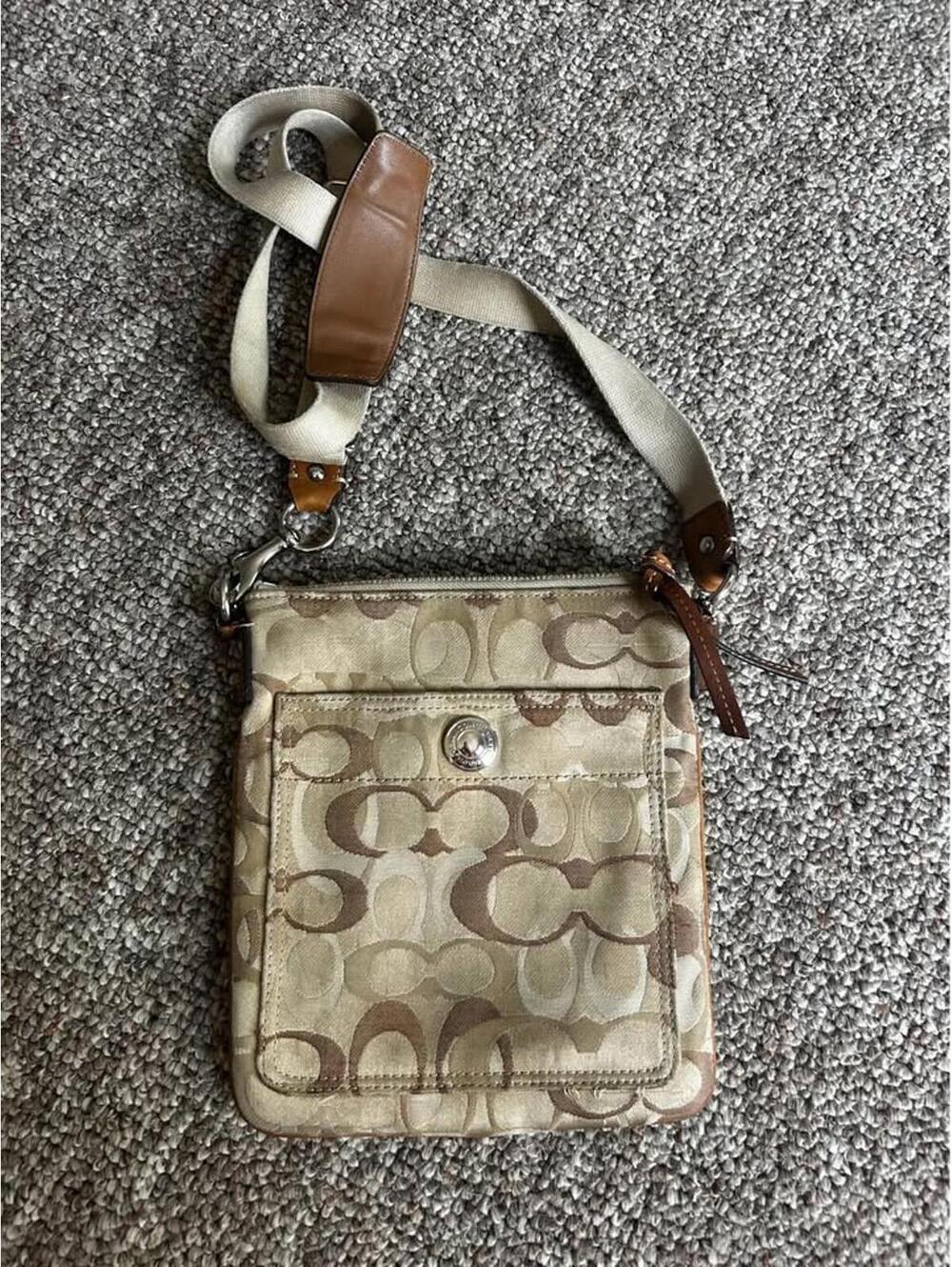 Beige tan crossbody purse by Co@ch